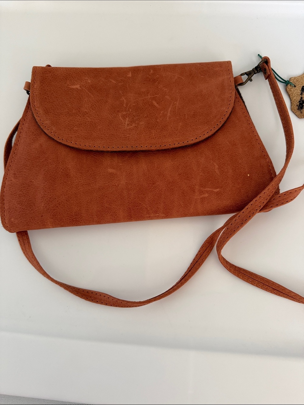 Rust Suede Con Nona Crossbody Wallet